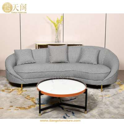 Luxury Modern Furniture Soft Velvet Upholstery Cleo Gold Curved Sofa